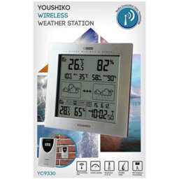 Youshiko Weather Station With Radio Controlled Clock  Indoor Outdoor Temperature Thermometer, Humidity, Date & Frost Alarm - thumbnail 2