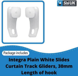 SISI UK Curtain Track Glider Hooks White Plastic Integra Curtain Rail Track Hooks Slider For Window And Shower Curtain Pack Of 20 - thumbnail 2