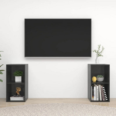 Berkfield Tv Cabinets 2 Pcs High Gloss Grey 72X35X36.5 Cm Engineered Wood - image 1