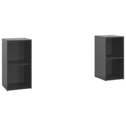 Berkfield Tv Cabinets 2 Pcs High Gloss Grey 72X35X36.5 Cm Engineered Wood - thumbnail 2