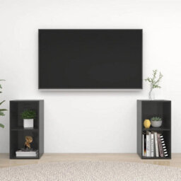 Berkfield Tv Cabinets 2 Pcs High Gloss Grey 72X35X36.5 Cm Engineered Wood - thumbnail 1