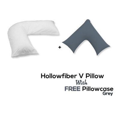 Chilimilii V Pillow With Free V Pillowcase Polycotton Cover Orthopedic Neck & Back Support Hollowfiber Filled Pillow