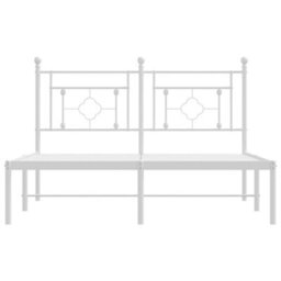 Berkfield Metal Bed Frame Without Mattress With Headboard White 140X190Cm - thumbnail 5