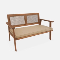 Sweeek - Acacia Wood And Cane Garden Set 4 Seats Bohémia Natural 117X64X74 Cm - thumbnail 3