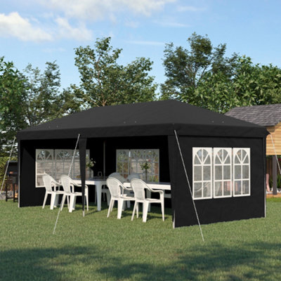 Outsunny 3 X 6M Heavy Duty Gazebo Marquee Party Tent With Storage Bag Black