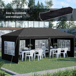 Outsunny 3 X 6M Heavy Duty Gazebo Marquee Party Tent With Storage Bag Black - thumbnail 4
