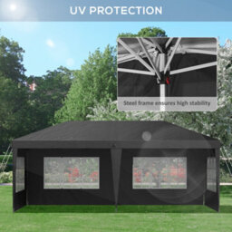 Outsunny 3 X 6M Heavy Duty Gazebo Marquee Party Tent With Storage Bag Black - thumbnail 7