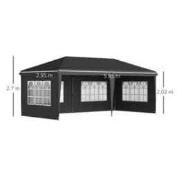 Outsunny 3 X 6M Heavy Duty Gazebo Marquee Party Tent With Storage Bag Black - thumbnail 3