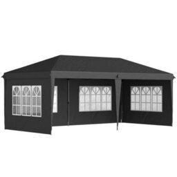 Outsunny 3 X 6M Heavy Duty Gazebo Marquee Party Tent With Storage Bag Black - thumbnail 2