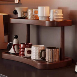 2 Tier Bamboo Desktop Organizer Stand Bookcase Table Rack Kitchen Storage Shelf - thumbnail 6