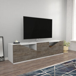 Decorotika Carson Tv Stand Tv Unit For Tv's Up To 72 Inch White And Wenge - thumbnail 2