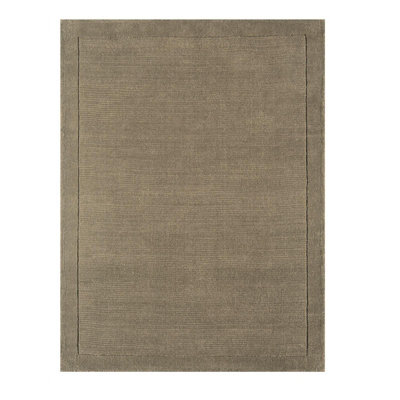 Plain Rug, Wool Rug For Living Room, Easy To Clean Rug, Handmade Rug For Dining Room, 9mm Thick Taupe Rug-60Cm X 120Cm - image 1