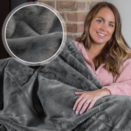 Dreamcatcher Blanket Throw Soft Faux Fur 160 X 130Cm Dark Grey Fleece Overblanket Fluffy Blanket  For Sofa & Beds - thumbnail 1