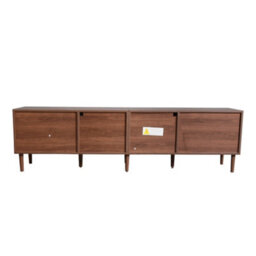 Tv Cabinet With 2 Rattan Drawers, Curved Glass Doors, Rattan Door And Led Lighting, Brown - thumbnail 9