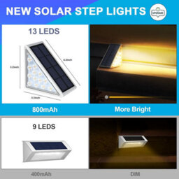 2Pk Led Solar Step Lights - Waterproof Outdoor Stair & Deck Lights For Yard, Patio, Pathway (Warm White) - thumbnail 5