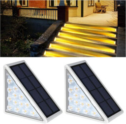 2Pk Led Solar Step Lights - Waterproof Outdoor Stair & Deck Lights For Yard, Patio, Pathway (Warm White) - thumbnail 1