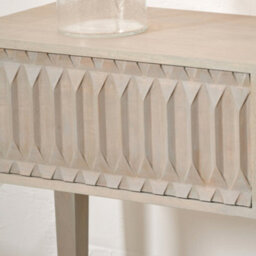 Pacific Lifestyle Light Grey Mango Wood Console Table With 1 Drawer And Open Storage Niche 120Cm, Khao - thumbnail 4