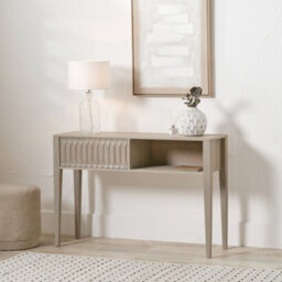Pacific Lifestyle Light Grey Mango Wood Console Table With 1 Drawer And Open Storage Niche 120Cm, Khao - thumbnail 1