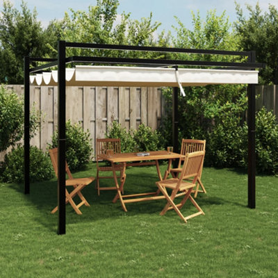 Walplus Garden Gazebo With Retractable Roof Cream 3X3 M Aluminium - image 1