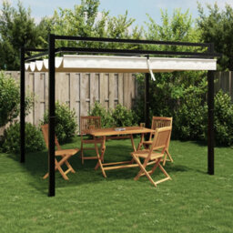 Walplus Garden Gazebo With Retractable Roof Cream 3X3 M Aluminium - thumbnail 1