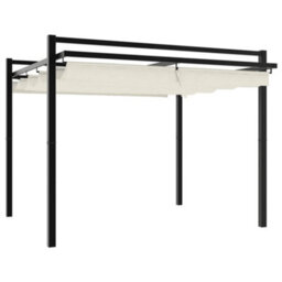 Walplus Garden Gazebo With Retractable Roof Cream 3X3 M Aluminium - thumbnail 2
