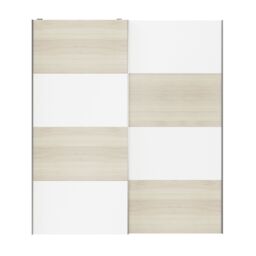 GoodHome Atomia Contemporary Panelled Without Mirror Doors Matt White Oak Effect 2 Door Sliding Wardrobe Door Kit (H)2250mm (W)2000mm - thumbnail 4