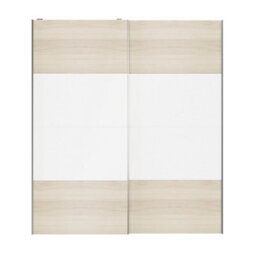 GoodHome Atomia Contemporary Panelled Without Mirror Doors Matt White Oak Effect 2 Door Sliding Wardrobe Door Kit (H)2250mm (W)2000mm - thumbnail 1
