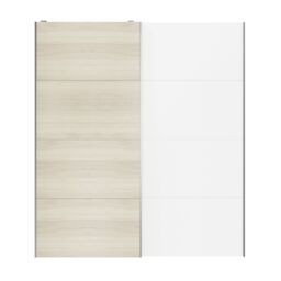 GoodHome Atomia Contemporary Panelled Without Mirror Doors Matt White Oak Effect 2 Door Sliding Wardrobe Door Kit (H)2250mm (W)2000mm - thumbnail 2
