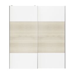 GoodHome Atomia Contemporary Panelled Without Mirror Doors Matt White Oak Effect 2 Door Sliding Wardrobe Door Kit (H)2250mm (W)2000mm - thumbnail 3