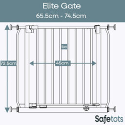 Safetots Elite Pressure Narrow Safety Gate, 65.5Cm - 74.5Cm, Matt Grey, Narrow Pressure Fit Stair Gate - thumbnail 3