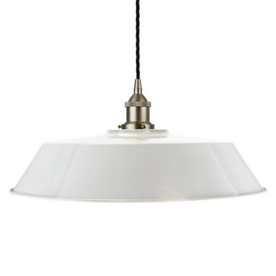 Pale Grey Large Chancery Painted Dome Pendant Light With Brushed Chrome Lamp Holder And Black Twisted Cable - Se Home - image 1