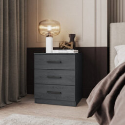 Arte Elegant Galaxy Bedside Table 460mm In Oak Carbon - Compact Storage Solution H560mm D410mm - thumbnail 4