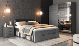Arte Elegant Galaxy Bedside Table 460mm In Oak Carbon - Compact Storage Solution H560mm D410mm - thumbnail 7