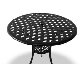 Centurion Supports Oshowa Garden And Patio Table And 2 Large Chairs With Armrests Cast Aluminium Bistro Set Black - thumbnail 5