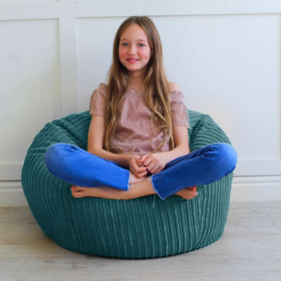 rucomfy Beanbags Rucomfy Indoor Classic Kids Bean Bag Chair - Teal Jumbo Cord Slouchbag - image 1