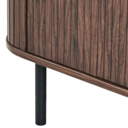 Wyld And Coco Casanova Retro Sliding Sideboard, Dark Brown Matt Laminate, Black Legs, Pine Handles, W80 X D40 X H60Cm - thumbnail 8