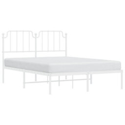 Berkfield Metal Bed Frame Without Mattress With Headboard White 150X200Cm - thumbnail 3