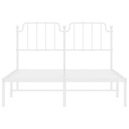 Berkfield Metal Bed Frame Without Mattress With Headboard White 150X200Cm - thumbnail 5