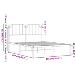 Berkfield Metal Bed Frame Without Mattress With Headboard White 150X200Cm - thumbnail 9