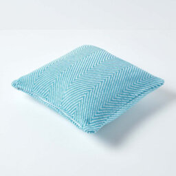 Homescapes Cotton Teal Halden Chevron Cushion Cover, 60 X 60 Cm - thumbnail 3