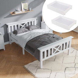 Matteo Sturdy Single Wooden Bed Frame With Storage Drawers, Solid Pine, 3Ft, White, 90X190Cm - thumbnail 2