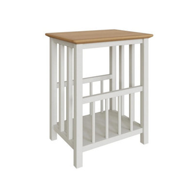 Linen Cream Magazine Rack Oak Veneer Assembled Coffee Side Table - image 1