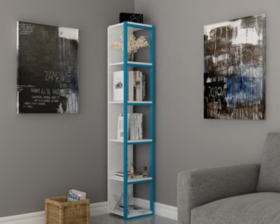 Decorotika Texas 5-Tier Bookcase Shelving Unit White & Blue - image 1