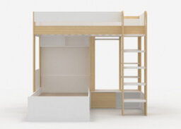 Flair Hampton L Shape Bunk Bed With Wardrobe White & Oak - thumbnail 5