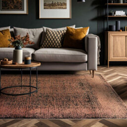 Terracotta Black Abstract Modern Bordered Rug Easy To Clean Living Room And Bedroom-120Cm X 170Cm - thumbnail 3