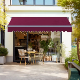 Sundaze 3M X 2.5M Manual Awning Retractable Gazebo Canopy Outdoor Patio Garden Sun Shade Shelter Wine Red - thumbnail 1