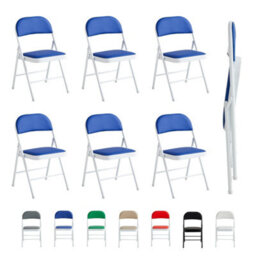 Mcc Direct Set Of 6 Folding Dining Chairs With Metal Frame And Padded Seats Blue - thumbnail 7