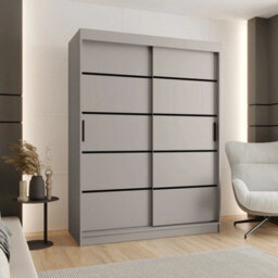 Arte Rubino V1 Sliding Door Wardrobe 150Cm In Cashmere - Two Doors With Optional Decorative Strips