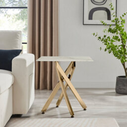 Furniturebox Uk Leonardo Side Table With White Glass Marble Effect Top And Gold Legs - thumbnail 3