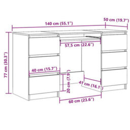 Berkfield Durable Writing Desk White 140X50X77 Cm Engineered Wood - thumbnail 6